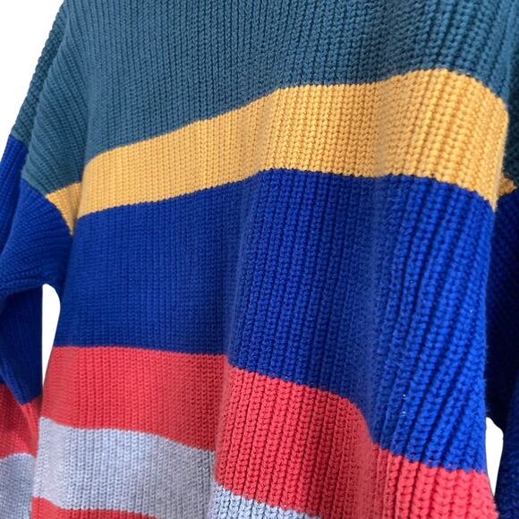 Kids Hanna Anderson Red Green Striped Cotton Knit Kidcore Colorful Sweater Sz 12 - Picture 13 of 16
